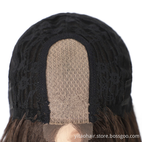 New Arrival wholesale price natural black Synthetic Hair lace Wigs With Colorful  Pre-Plucked Big Factory Stock